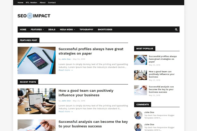 Seo impact premium blogger template free download