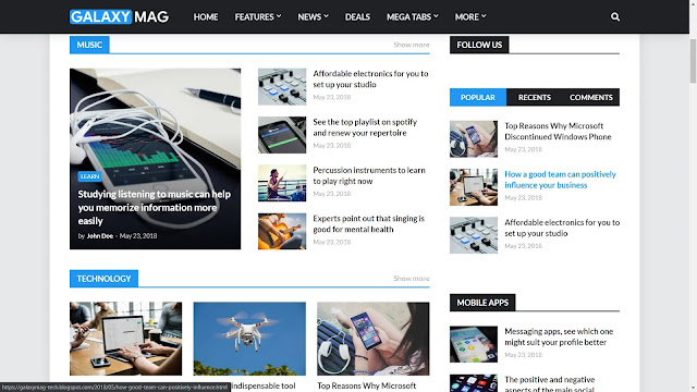 Galaxymag premium blogger template