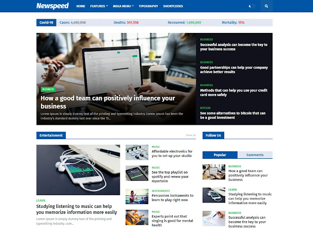 Newspeed premium blogger template