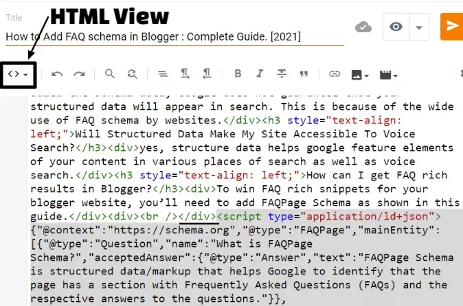 Add FAQ schema data in Blogger