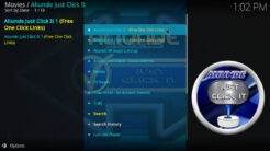 Aliunde Just Click It Kodi Addon Main Menu