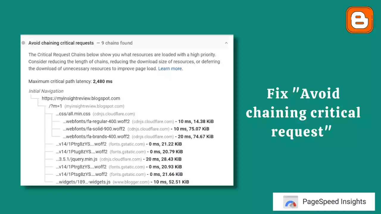 Fix "avoid chaining critical request" error in page speed insight