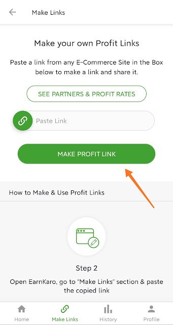 Create Affiliate link in Earn Karo