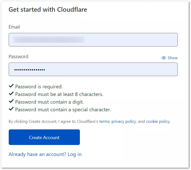 Create Cloudflare account