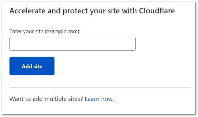 Enter your domain name on cloudflare