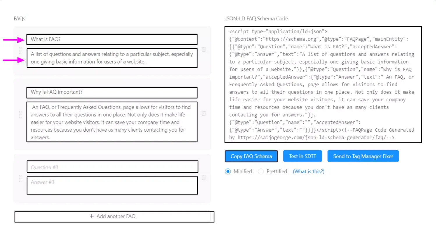 Generate FAQ schema for blogger