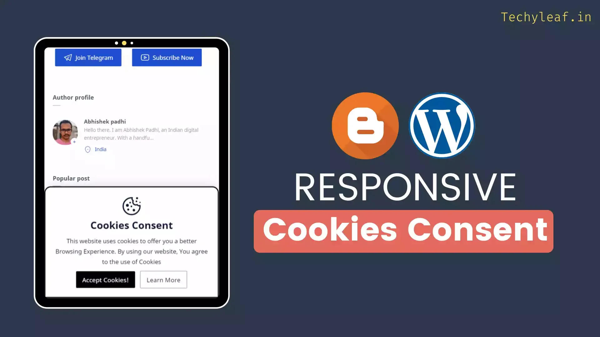 How to Add Cookies Consent in Blogger and WordPress website