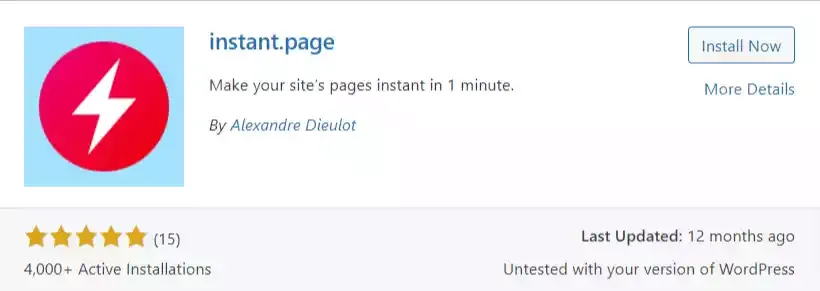 instant.page wordpress plugin