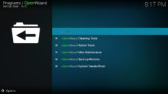 Open Wizard Kodi Addon Maintenance Section