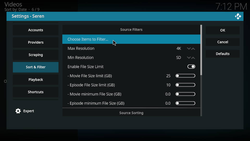 Seren Kodi Addon Best Settings Step 12
