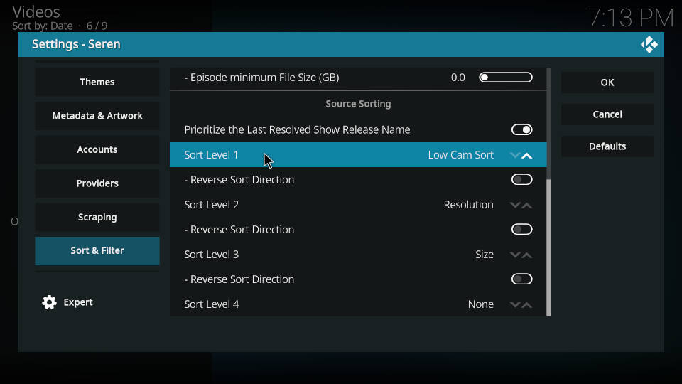 Seren Kodi Addon Best Settings Step 14