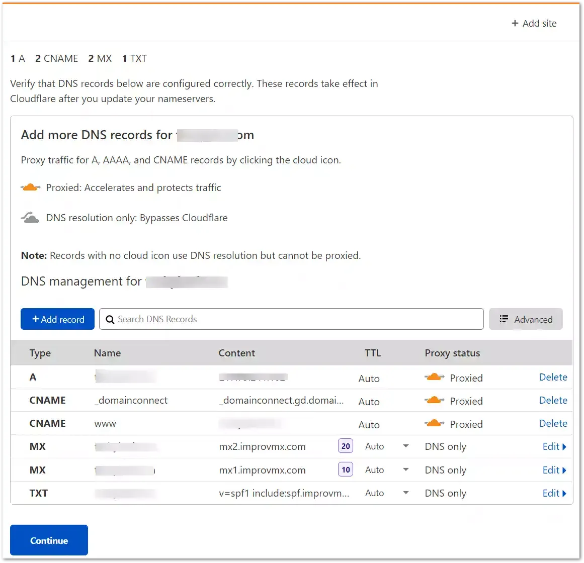 Setup DNS record of your blogger website on cloudflare