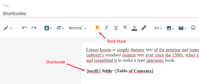 Table of content support in colorify blogger theme