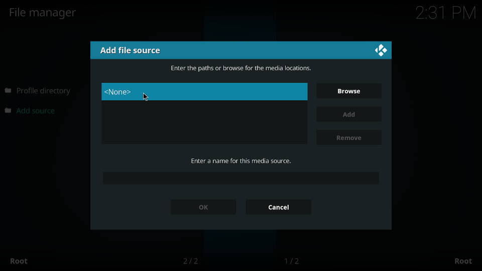 How to add a source in Kodi file manager - Step 4