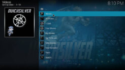 Quicksilver Kodi Addon Main Menu