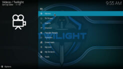 Twilight Kodi Addon Main Menu