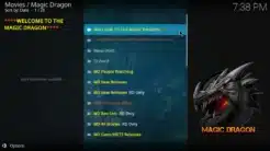 Magic Dragon Kodi Addon Main Menu