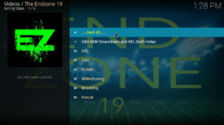 The Endzone Kodi Addon Main Menu