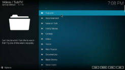Tubi TV Kodi Addon Main Menu