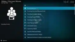 Infinity Kodi Addon Discover Movies Section