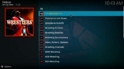 Wrestlers Kodi Addon Main Menu